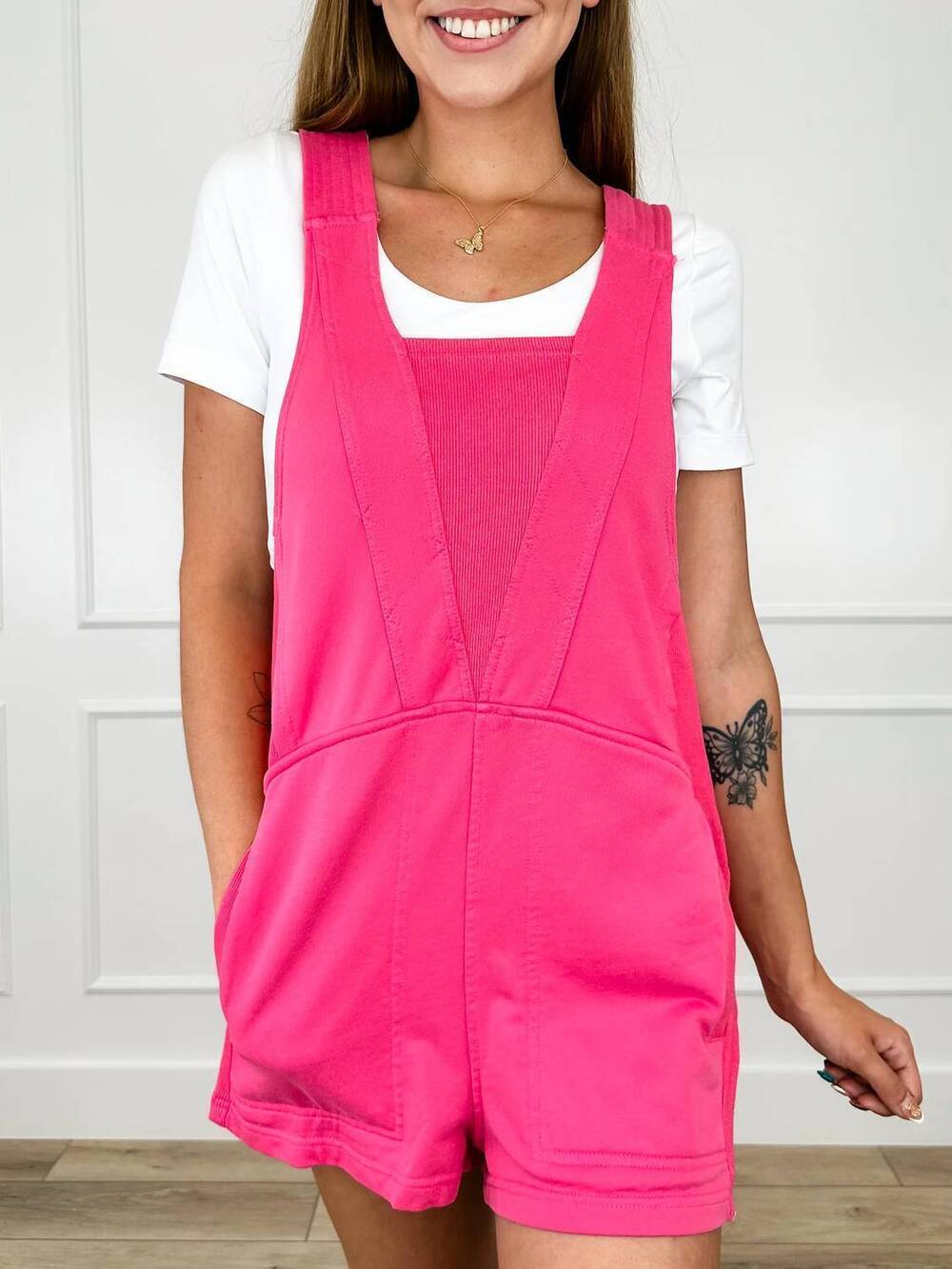 NEW BLAKELEY when you call cotton blend romper in pink